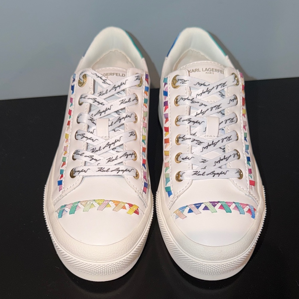 NIB - Karl Lagerfeld White Sneakers with Multicolor Accents
